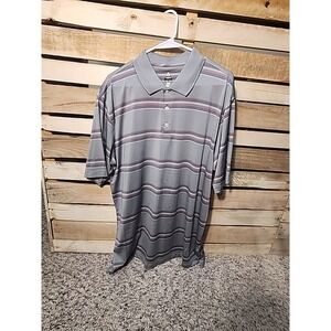 BOLLE Golf Tech L Polo Shirt Short Sleeve Stripe Moisture Wicking Quick Dry